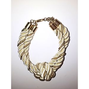 Chain twist double strap knot bracelet jewelry rope cream gold anklet